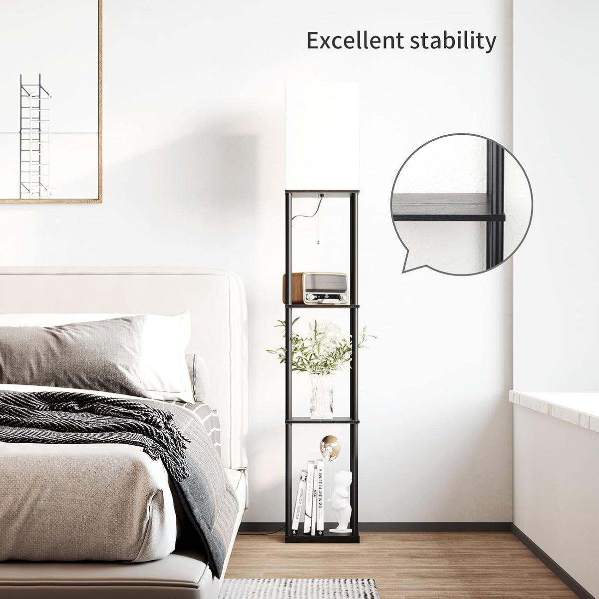 ✨ Modern Shelf Floor Lamp with Cozy Lighting 📚 Stylish Standing Lamp with Storage Shelves for Living Room & Bedroom