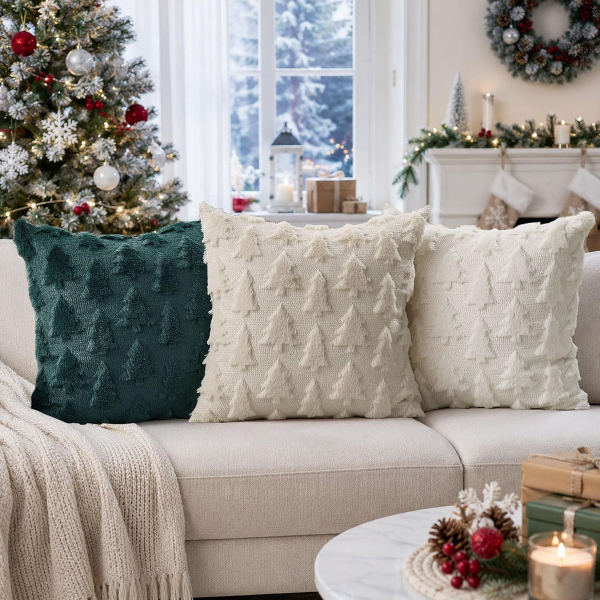 🎄 Cozy Christmas Tree Pillow Covers ✨ Soft Plush Holiday Cushion Covers for a Warm & Festive Home