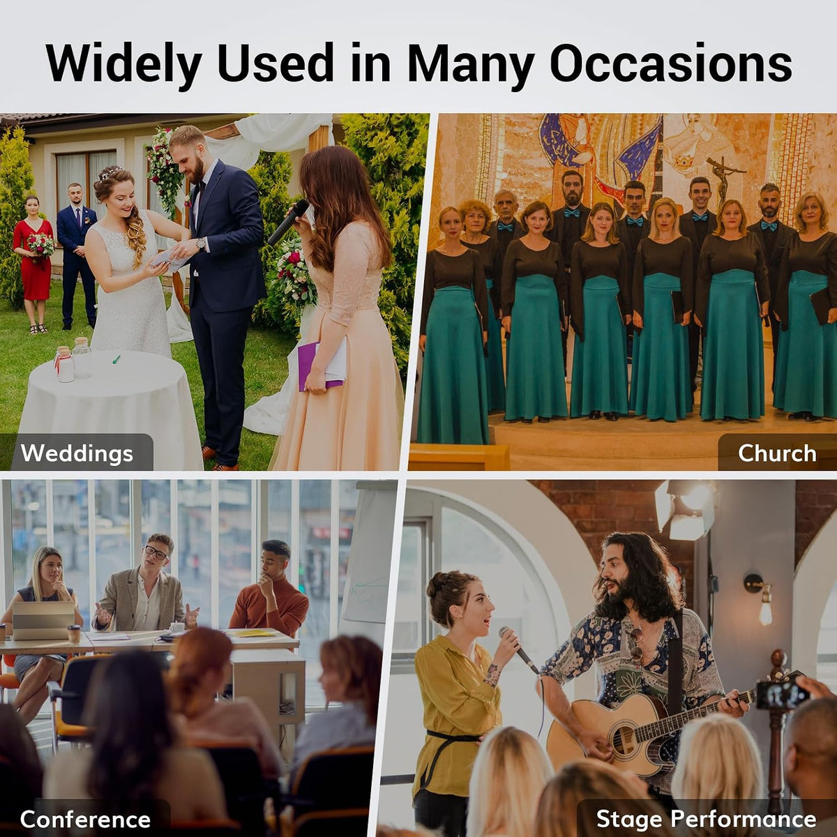 🎤 4-in-1 Wireless Microphone System ✨ UHF Karaoke & Presentation Set with Headset and Lavalier Mics