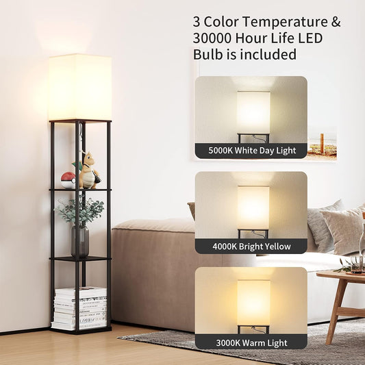 ✨ Modern Shelf Floor Lamp with Cozy Lighting 📚 Stylish Standing Lamp with Storage Shelves for Living Room & Bedroom