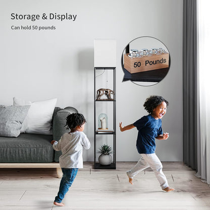 ✨ Modern Shelf Floor Lamp with Cozy Lighting 📚 Stylish Standing Lamp with Storage Shelves for Living Room & Bedroom