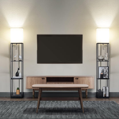 ✨ Modern Shelf Floor Lamp with Cozy Lighting 📚 Stylish Standing Lamp with Storage Shelves for Living Room & Bedroom