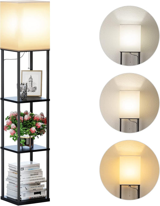 ✨ Modern Shelf Floor Lamp with Cozy Lighting 📚 Stylish Standing Lamp with Storage Shelves for Living Room & Bedroom