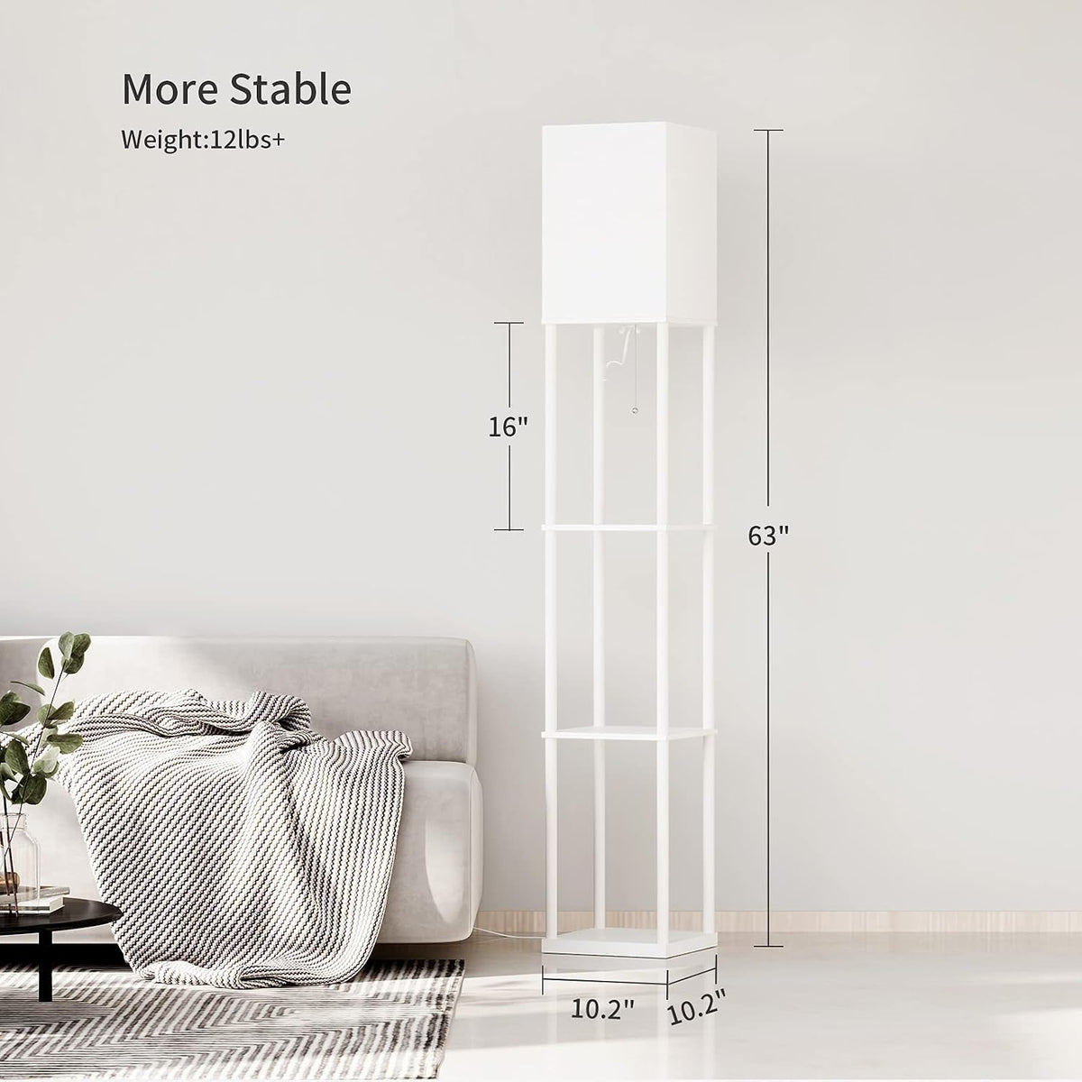 ✨ Modern Shelf Floor Lamp 📚 Cozy Standing Light with 4-Tier Storage Shelves for Living Room & Bedroom