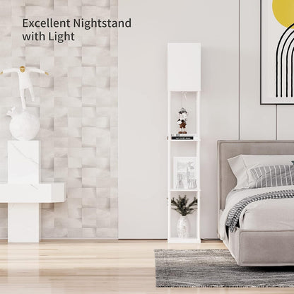 ✨ Modern Shelf Floor Lamp 📚 Cozy Standing Light with 4-Tier Storage Shelves for Living Room & Bedroom