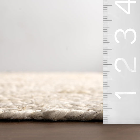 🌿 Natural White Jute Area Rug – Handwoven Farmhouse Charm for a Cozy Home ✨