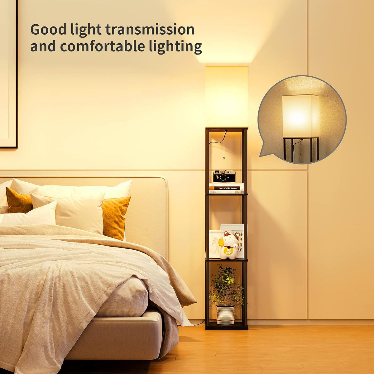 ✨ Modern Shelf Floor Lamp with Cozy Lighting 📚 Stylish Standing Lamp with Storage Shelves for Living Room & Bedroom