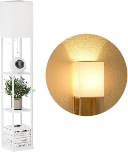 ✨ Modern Shelf Floor Lamp 📚 Cozy Standing Light with 4-Tier Storage Shelves for Living Room & Bedroom