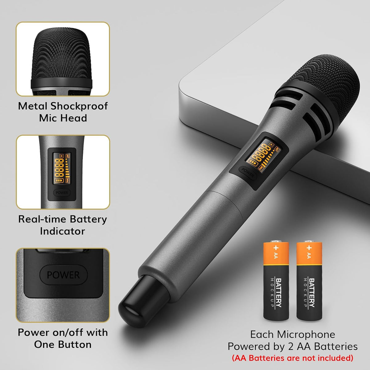 🎤 4-in-1 Wireless Microphone System ✨ UHF Karaoke & Presentation Set with Headset and Lavalier Mics