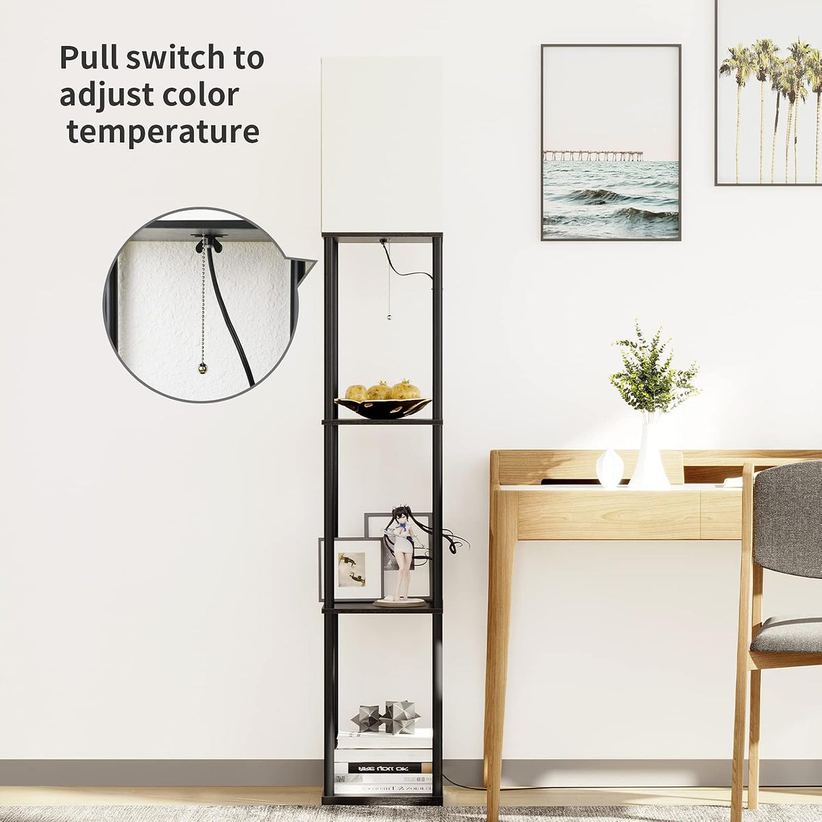 ✨ Modern Shelf Floor Lamp with Cozy Lighting 📚 Stylish Standing Lamp with Storage Shelves for Living Room & Bedroom