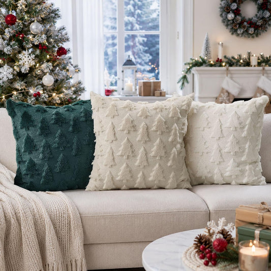 🎄 Cozy Christmas Tree Pillow Covers ✨ Soft Plush Holiday Cushion Covers for a Warm & Festive Home