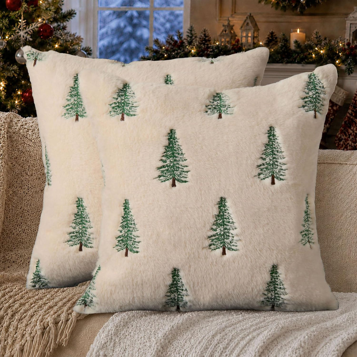 🎄 3D Embroidered Christmas Pillow Covers ✨ Cozy Holiday Cushion Covers for a Warm & Festive Home