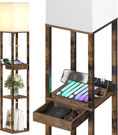 🌙 Modern Shelf Floor Lamp with Dimmable Lighting ✨ Cozy Bedroom & Living Room Display Light
