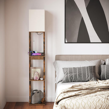 🌙 Modern Shelf Floor Lamp with Dimmable Lighting ✨ Cozy Bedroom & Living Room Display Light