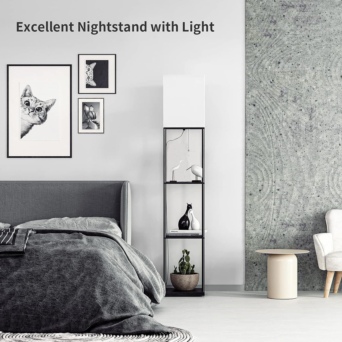 ✨ Modern Shelf Floor Lamp with Cozy Lighting 📚 Stylish Standing Lamp with Storage Shelves for Living Room & Bedroom