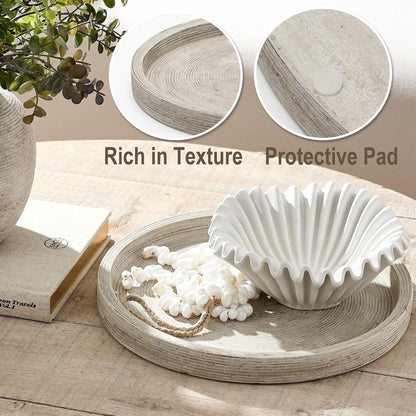 🕯️ Rustic Round Cement Decorative Tray ✨ Textured Farmhouse Table Centerpiece for a Cozy Home