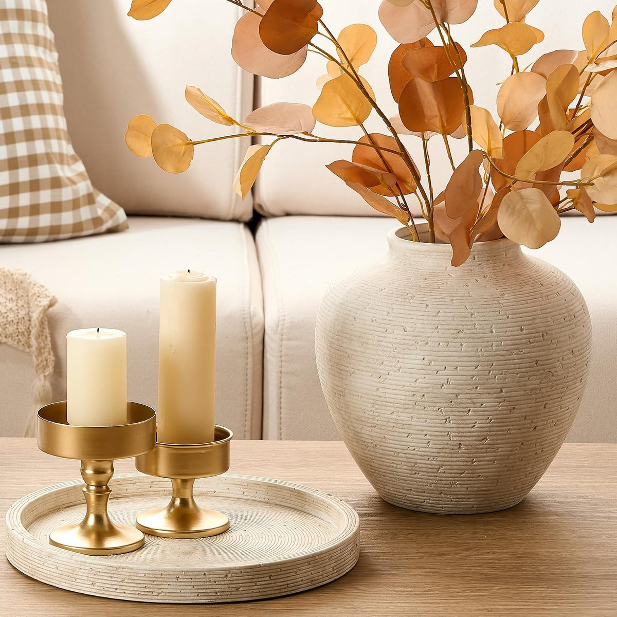🤍 Rustic Ceramic Flower Vase 🌿 Timeless Farmhouse Decor for a Cozy & Elegant Home