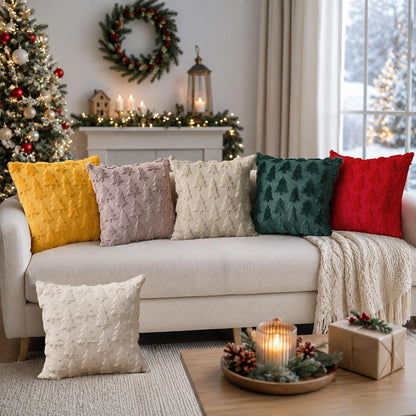 🎄 Cozy Christmas Tree Pillow Covers ✨ Soft Plush Holiday Cushion Covers for a Warm & Festive Home