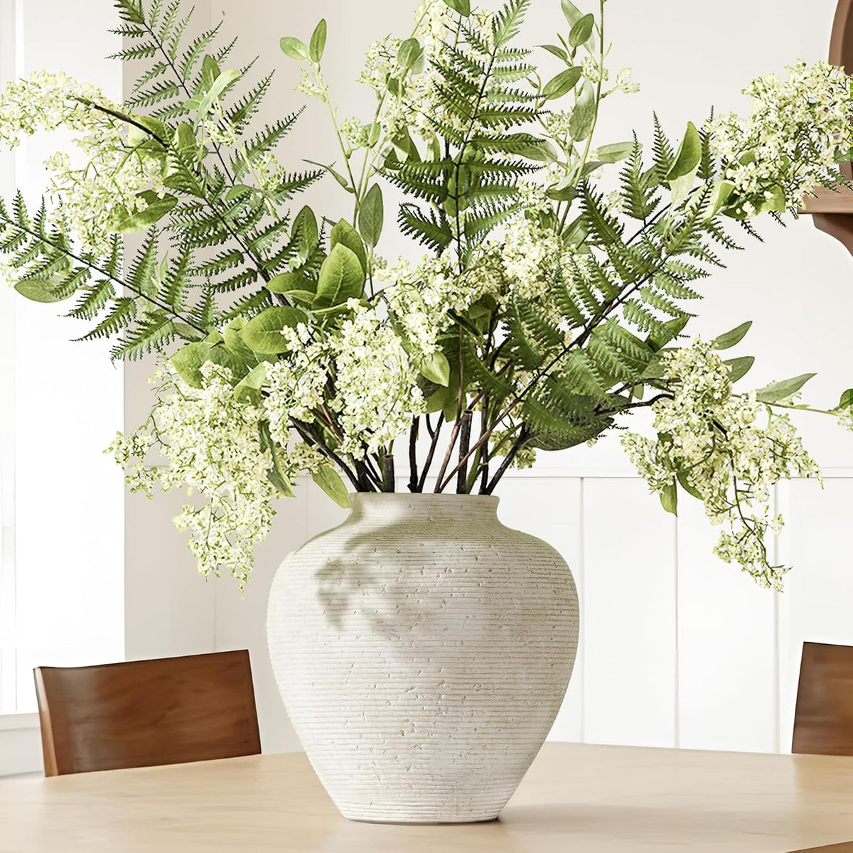 🤍 Rustic Ceramic Flower Vase 🌿 Timeless Farmhouse Decor for a Cozy & Elegant Home