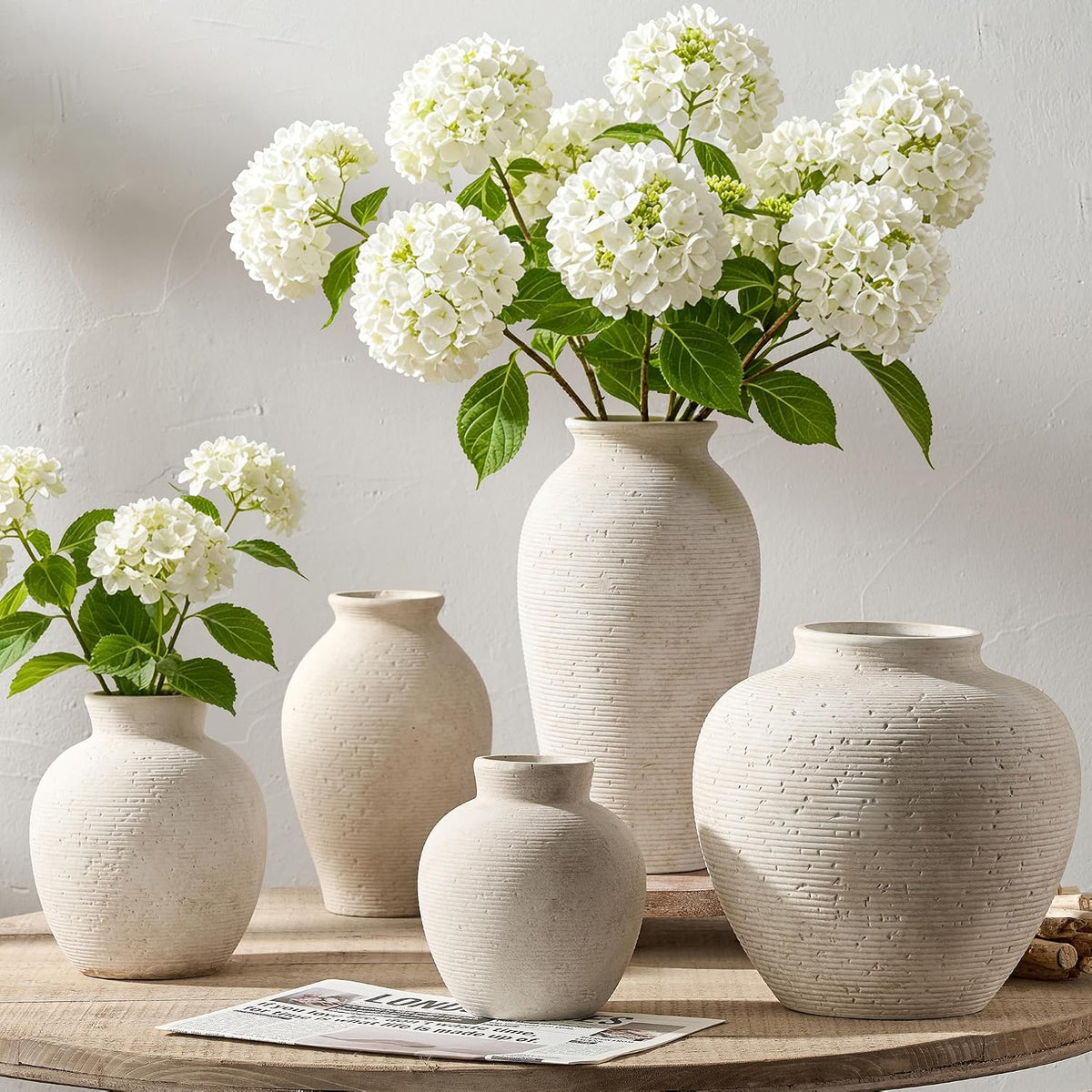 🤍 Rustic Ceramic Flower Vase 🌿 Timeless Farmhouse Decor for a Cozy & Elegant Home