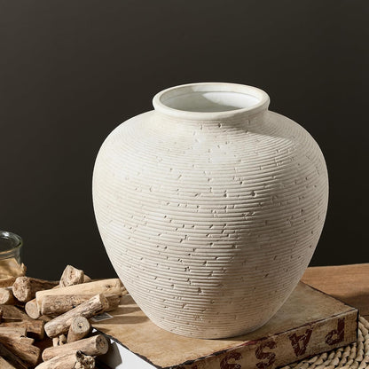 🤍 Rustic Ceramic Flower Vase 🌿 Timeless Farmhouse Decor for a Cozy & Elegant Home