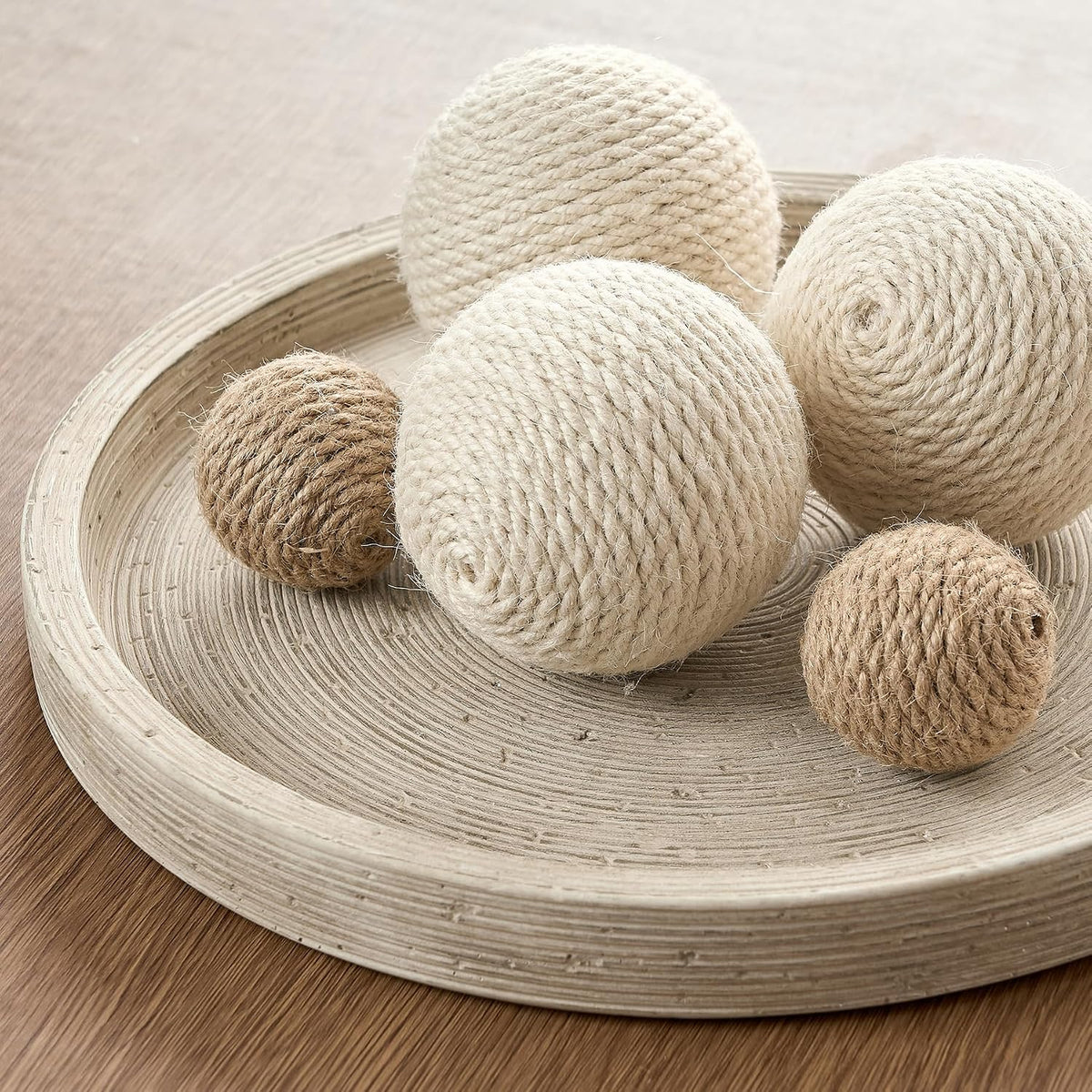 🕯️ Rustic Round Cement Decorative Tray ✨ Textured Farmhouse Table Centerpiece for a Cozy Home