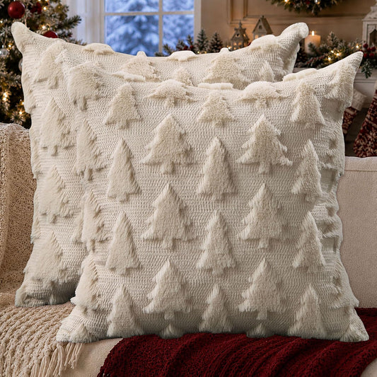 🎄 Cozy Christmas Tree Pillow Covers ✨ Soft Plush Holiday Cushion Covers for a Warm & Festive Home